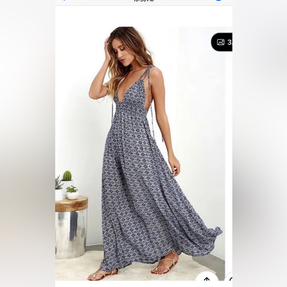 Navy print maxi dress